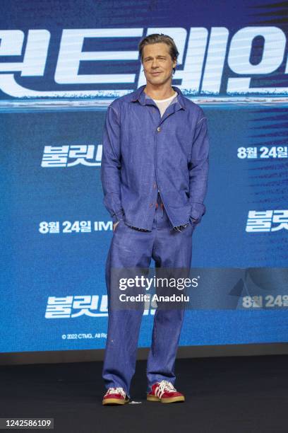 Brad Pitt attends a press conference to promote new movie 'Bullet Train' at Conrad hotel in Seoul, South Korea on August 19, 2022.