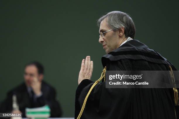 The well-known Italian lawyer, Niccolò Ghedini, during a trial in Naples.