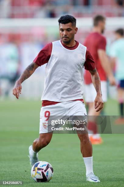 Tecatito right winger of Sevilla and Mexico during the warm-up before the La Liga Santander match between CA Osasuna and Sevilla FC at El Sadar...