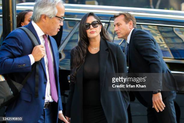 Vanessa Bryant arrives at Federal Court to testify Friday in the lawsuit over graphic photos taken by first responders at the scene of the helicopter...