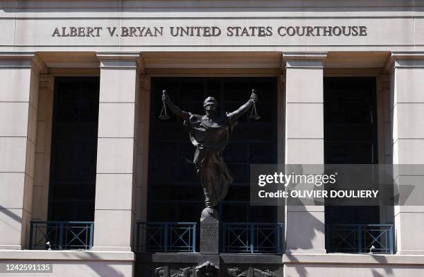 The Albert V. Bryan Federal Courthouse is seen during the trial of Islamic State militant El Shafee Elsheikh in Alexandria, Virginia on August 19,...