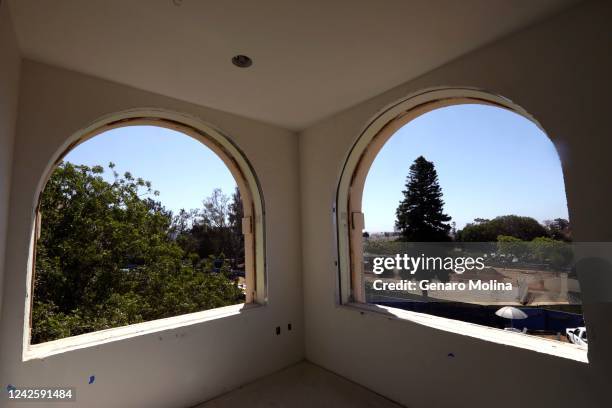 The view from a corner unit inside Building 207 that is being refurbished as housing for veterans on the Veteran Affairs West LA campus in Los...