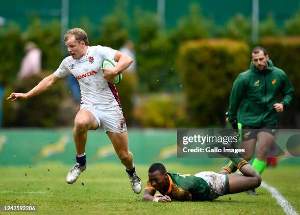 Toby Cousins of England U18 during the U18 International Series match between South Africa and England at Paarl Gimnasium on August 19, 2022 in...