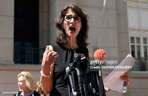 Diane Foley, the mother of US journalist James Foley slain by Islamic State militants, speaks to reporters outside the Albert V. Bryan Federal...