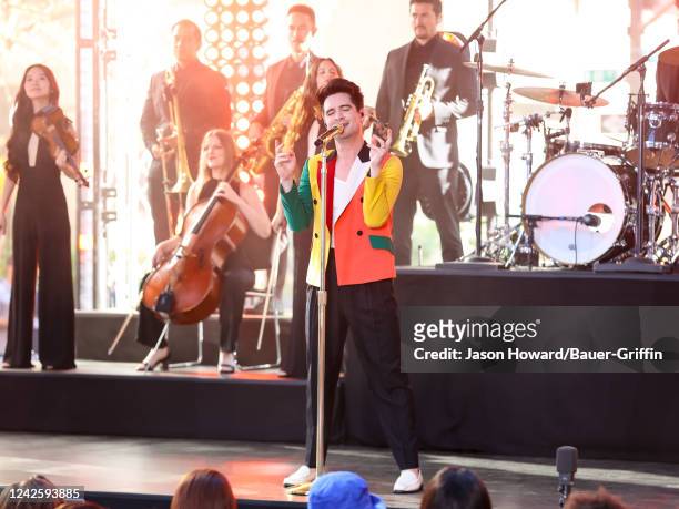 Brendon Urie of Panic at the Disco is seen performing on NBC's 'Today' show on August 19, 2022 in New York City.