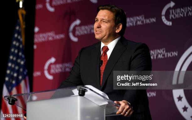 Florida Gov. Ron DeSantis speaks at the Unite and Win Rally in support of Pennsylvania Republican gubernatorial candidate Doug Mastriano at the...