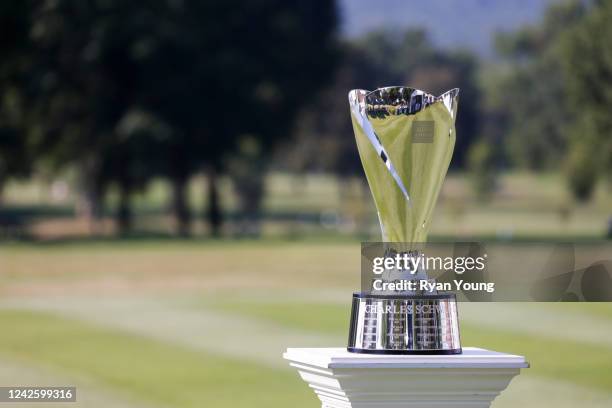 The Charles Schwab Cup is seen during the first round of the DICK'S Sporting Goods Open at En-Joie Golf Club on August 19, 2022 in Endicott, New York.