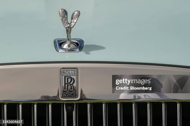 The Rolls Royce hood ornament during The Quail, A Motorsports Gathering in Carmel, California, US, on Friday, Aug. 19, 2022. The event provides an...