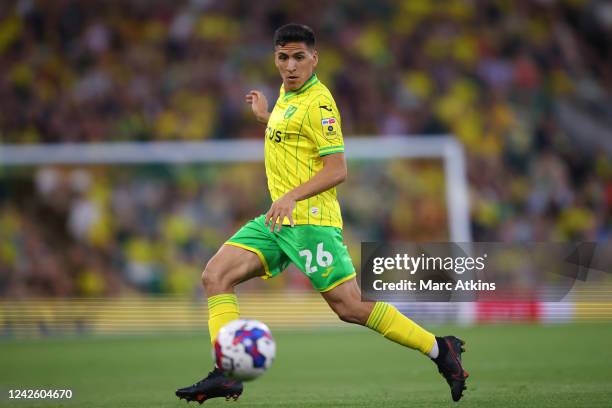 Marcelino Nunez of Norwich City during the Sky Bet Championship between Norwich City and Millwall at Carrow Road on August 19, 2022 in Norwich,...