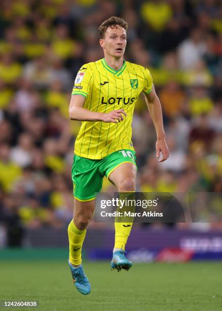 Kieran Dowell of Norwich City during the Sky Bet Championship between Norwich City and Millwall at Carrow Road on August 19, 2022 in Norwich, United...