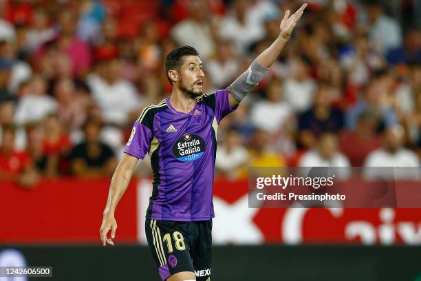 Sergio Escudero of Real Valladolid during the La Liga match between Sevilla FCl and Real Valladolid played at Sanchez Pizjuan Stadum on August 19,...