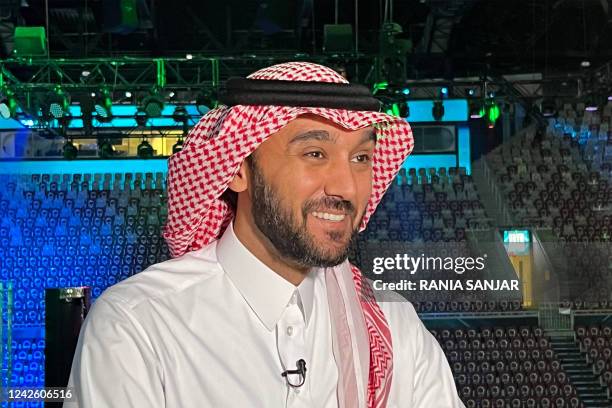 Prince Abdulaziz bin Turki al-Faisal, Saudi Arabia's Sports Minister, gives an interview in the Red Sea coastal city of Jeddah on August 19 a day...