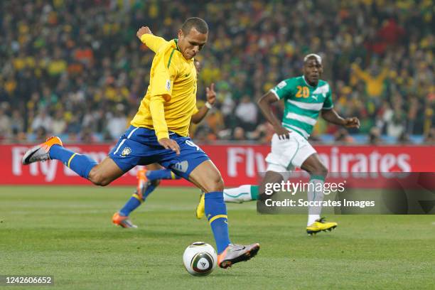 Brazil Luis Fabiano during the World Cup match between Brazil v Ivory Coast on June 20, 2010
