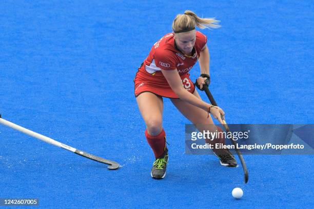 Alix Gerniers of Belgium shows reverse stick control during the Women's Hockey World Cup Pool D match between Australia and Belgium at the Lee Valley...
