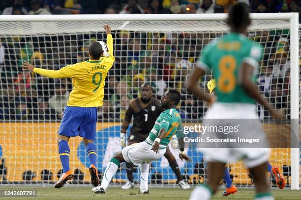 Luis Fabiano of Brazil during the World Cup match between Brazil v Ivory Coast on June 20, 2010