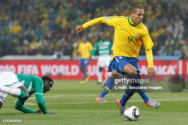 Brazil Luis Fabiano during the World Cup match between Brazil v Ivory Coast on June 20, 2010