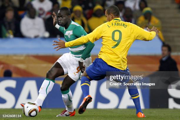 Ismael Tiote ,Luis Fabiano during the World Cup match between Brazil v Ivory Coast on June 20, 2010