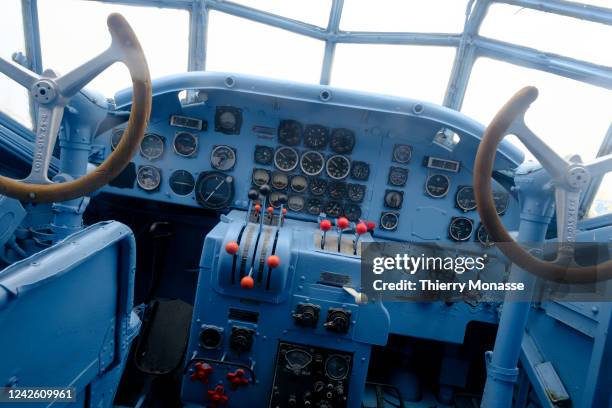 The flight deck of the German aviation company Junkers Ju 52 is presented to the public in the Technik Museum Sinsheim on August 17, 2022 in...