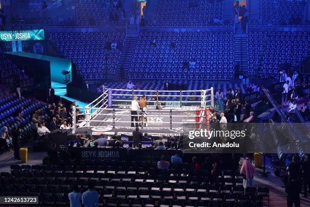 General view of the boxing ring ahead of the heavyweight unification rematch between Oleksandr Usyk of Ukraine and Anthony Joshua of Great Britain...