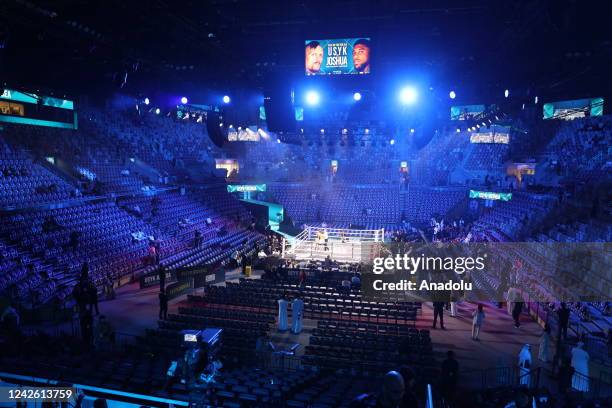 General view of the boxing ring ahead of the heavyweight unification rematch between Oleksandr Usyk of Ukraine and Anthony Joshua of Great Britain...