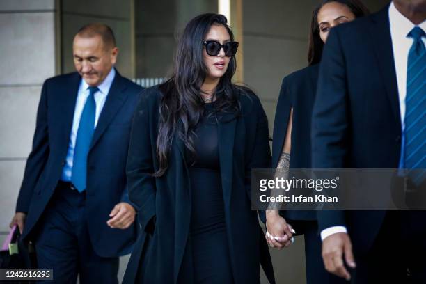 Vanessa Bryant leaves Federal Court after testifying, Friday in the lawsuit over graphic photos taken by first responders at the scene of the...