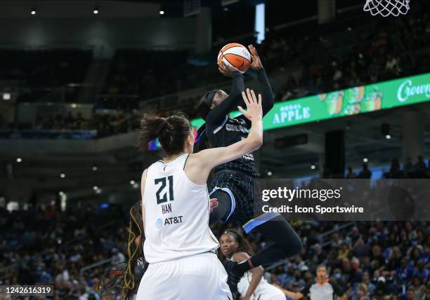 Chicago Sky guard Kahleah Copper shoots the ball in action during the second half in game 2 of a WNBA first round playoff game between the New York...