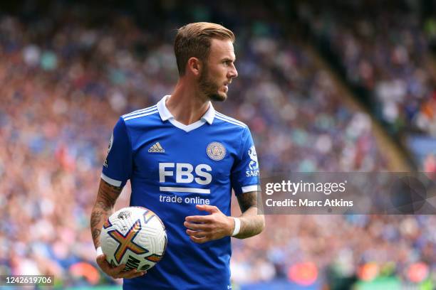 James Maddison of Leicester City during the Premier League match between Leicester City and Southampton FC at The King Power Stadium on August 20,...