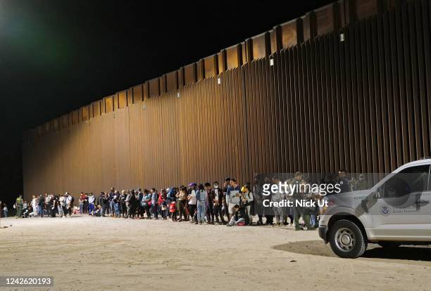 August 20: Migrants attempting to cross in to the U.S. From Mexico are detained by U.S. Customs and Border Protection at the border August 20, 2022...