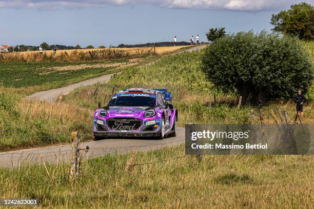 Gus Greensmith of Great Britain and Jonas Andersson of Sweden are competing with their M-Sport Ford WRT Ford Puma Rally1 Hybrid during Day Three of...