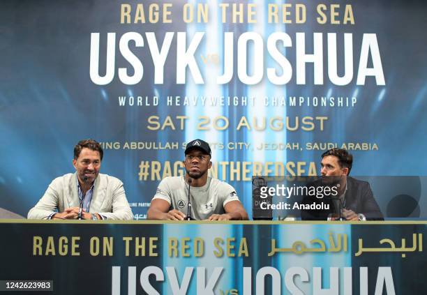 Anthony Joshua of Great Britain holds press conference after Oleksandr Usyk of Ukraine beats in boxing rematch under the name of "Rage in the Red...