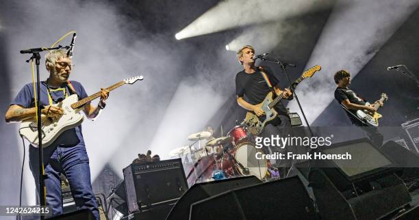 Rick McPhail, Arne Zank, Dirk von Lowtzow and Jan Mueller of the German band Tocotronic perform live on stage during a concert at the Columbiahalle...