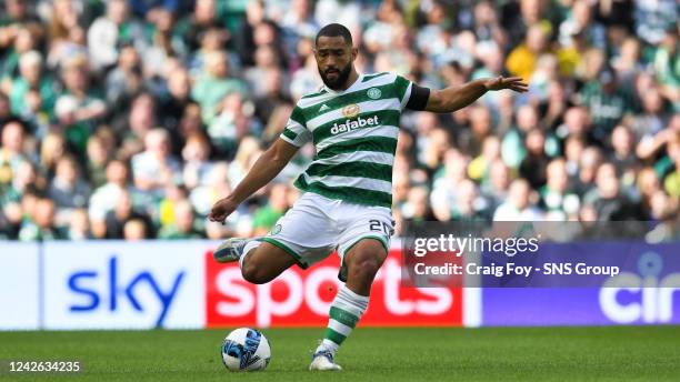 Cameron Carter-Vickers in action for Celtic during a cinch Premiership match between Celtic and Hearts at Celtic Park, on August 21 in Glasgow,...