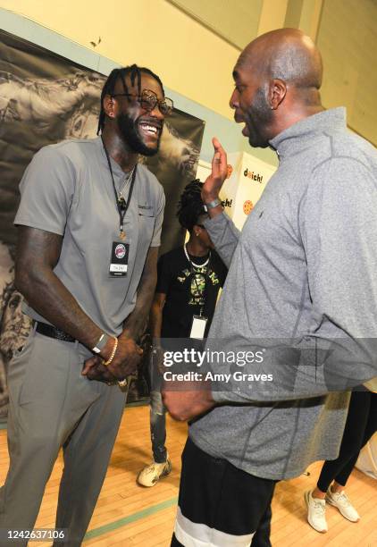 Deontay Wilder and John Salley attend the TJK Classic For HelpCureHD on August 20, 2022 in Santa Monica, California.