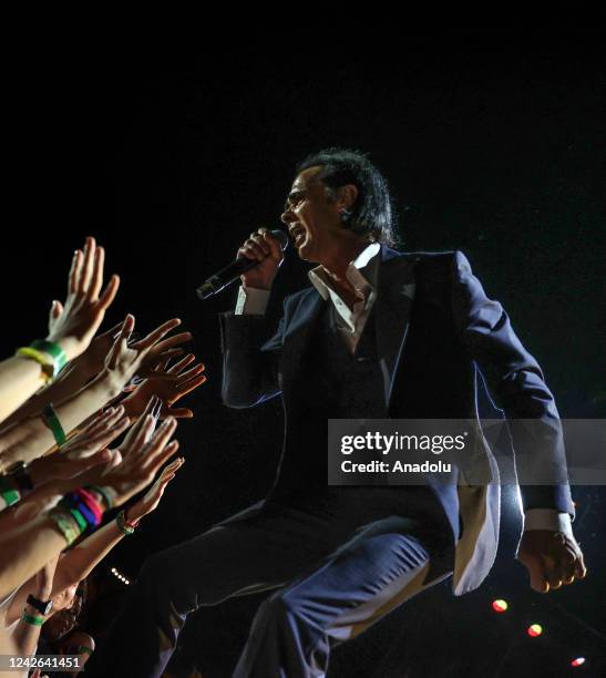 Australian rock band Nick Cave & The Bad Seeds take stage at Parkorman as part of the 50th anniversary of Istanbul Foundation for Culture and Arts in...