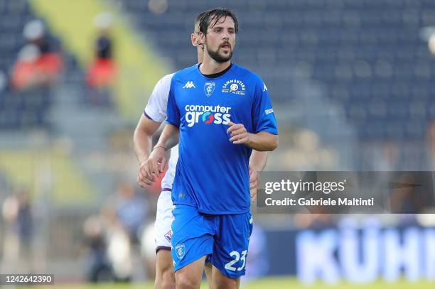 Mattia Destro of Empoli FC looks on during the Serie A match between Empoli FC and ACF Fiorentina at Stadio Carlo Castellani on August 21, 2022 in...