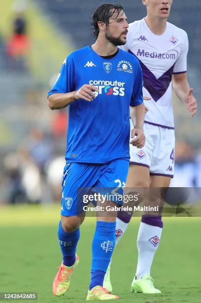 Mattia Destro of Empoli FC looks on during the Serie A match between Empoli FC and ACF Fiorentina at Stadio Carlo Castellani on August 21, 2022 in...