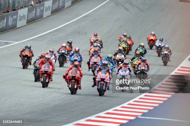 Start race motogp austrian gp during the MotoGP World Championship CryptoDATA Motorrad Grand Prix von Osterreich Race on August 21, 2022 at the Red...