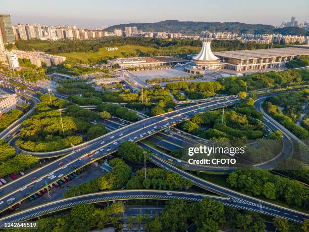 Aerial photo taken on July 27, 2022 shows Zhuxi overpass in Nanning, South China's Guangxi Zhuang autonomous region. It is understood that Zhuxi...