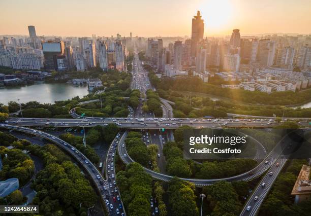 Aerial photo taken on July 27, 2022 shows Zhuxi overpass in Nanning, South China's Guangxi Zhuang autonomous region. It is understood that Zhuxi...