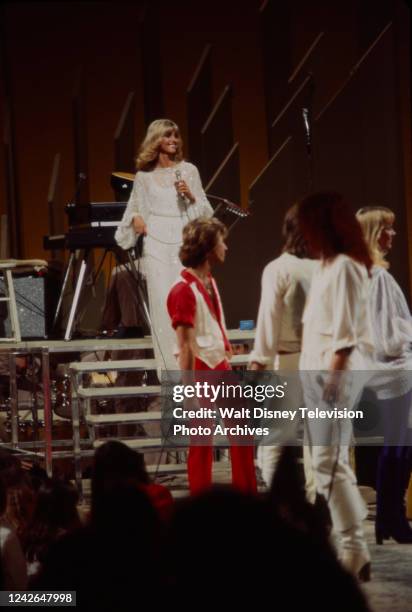 Olivia Newton-John, Andy Gibb, ABBA, Bjorn Ulvaeus, Anni-Frid Lyngstad, Agnetha Faltskog performing on the ABC tv special 'Olivia!'.