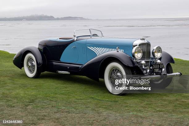 The 1932 Duesenberg J Figoni Sports Torpedo, the winner of the Best in Show at the 2022 Pebble Beach Concours d'Elegance in Pebble Beach, California,...