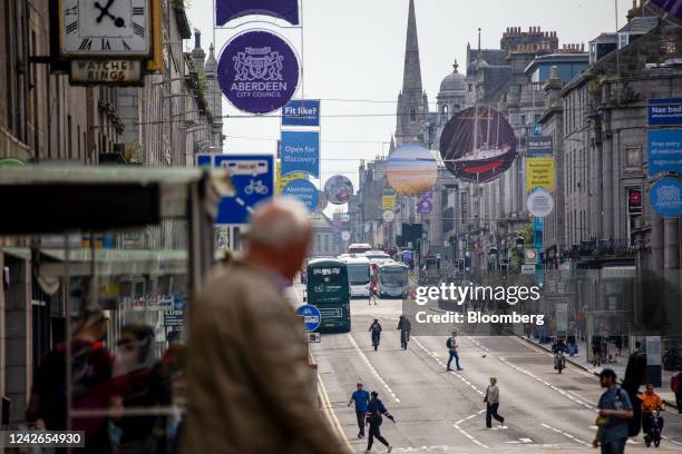 The central section of Union Street, which has been converted to a bus and cycle thoroughfare, in Aberdeen, UK, on Tuesday, July 19, 2022. Aberdeen...