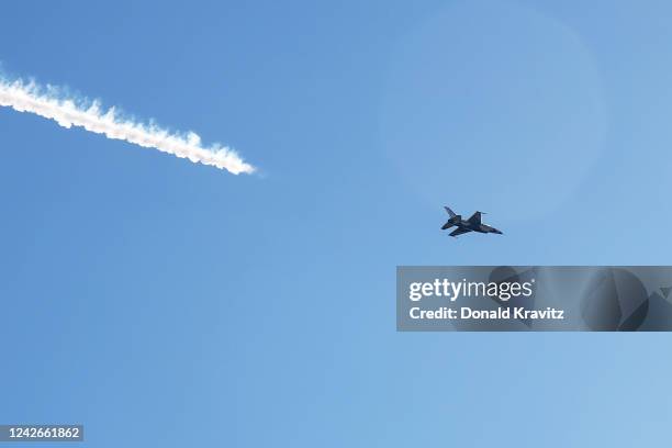 Thunderbirds officially known as the U.S. Air Force Air Demonstration Squadron arrive at the 177th Fighter wing at Atlantic City International...