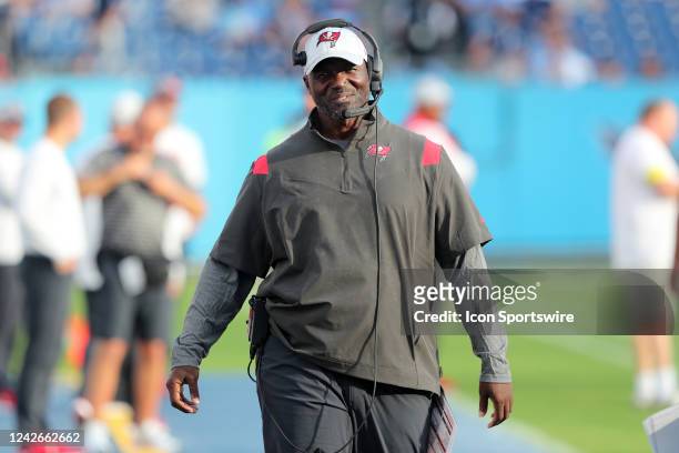 Tampa Bay Buccaneers Head Coach Todd Bowles stands along the sidelines moments before kick-off of the Tampa Bay Buccaneers-Tennessee Titans Preseason...