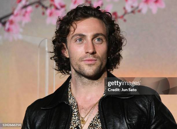 Aaron Taylor-Johnson attends the 'Bullet Train' stage greeting at Toho Cinemas Kyoto on August 23, 2022 in Kyoto, Japan.