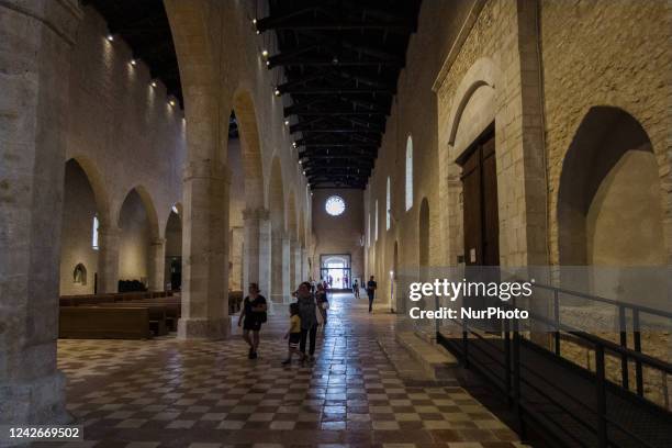 Interior view of the Basilica of Collemaggio, in L'Aquila, Italy, on August 23, 2022. Pope Francis will make a pastoral visit to L'Aquila on 28...