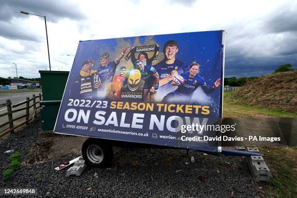 General view of sigange outside the Sixways Stadium, home of Worcester Warriors Rugby Club. Picture date: Tuesday August 23, 2022. Warriors are...