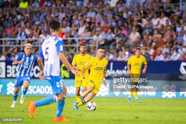 Alberto Moleiro in action during the LaLiga Smartbank 2022/2023 match between Malaga CF and UD Las Palmas at La Rosaleda Stadium. Final Score; Malaga...