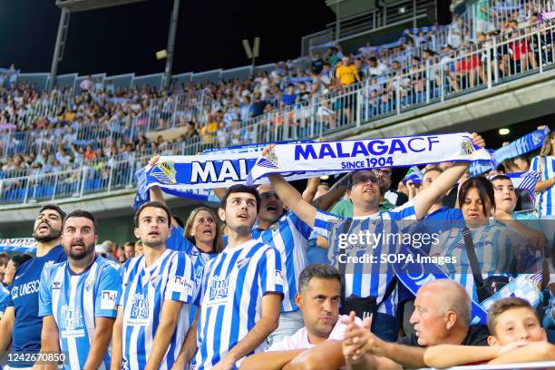 Malaga CF fans seen during the LaLiga Smartbank 2022/2023 match between Malaga CF and UD Las Palmas at La Rosaleda Stadium. Final Score; Malaga CF...