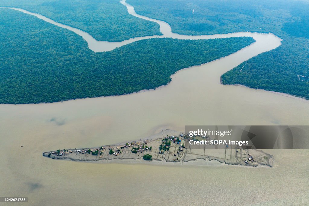 Kalabo Rocks Aerial view of the isolated part of Kalabogi village due to heavy ...